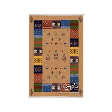 فرش گلیم ماشینی پاتريس 400 شانه 1.5 متری صحرا رنگ شکلاتي