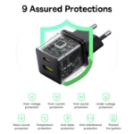 شارژر دیواری 20 وات باسئوس مدل Palm Fast Charger C+U EU 20W