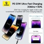 کابل فست شارژ USB به لایتنینگ باسئوس مدل CB000117 طول 1 متر