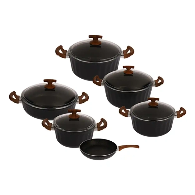 سرویس قابلمه 11 پارچه اویز مدل الیپس رنگ مشکی