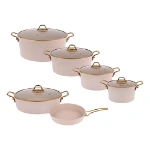 سرویس پخت و پز 11 پارچه اویز پلاس مدل ماریا دسته طلایی