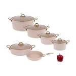 سرویس پخت و پز 11 پارچه اویز پلاس مدل ماریا دسته طلایی