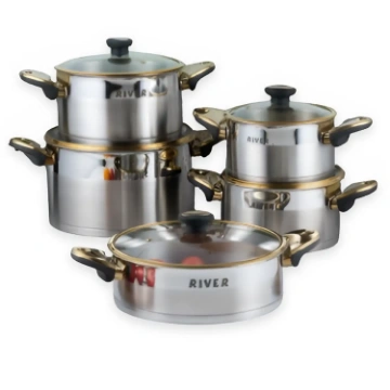سرویس قابلمه 10 پارچه ریور باکالیت-استیل طلا