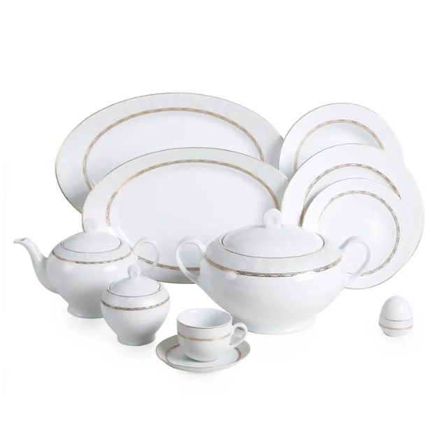 سرویس ایتالیا اف 102 پارچه چینی زرین مدل هدیه طلایی درجه عالی