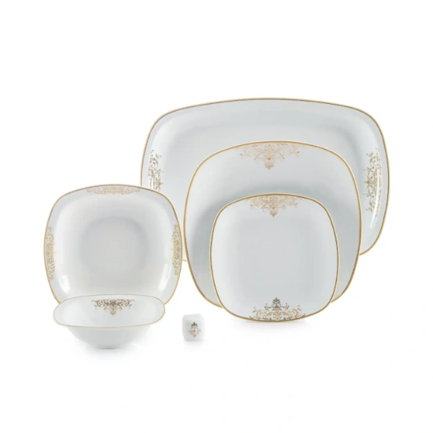 سرویس کواترو 27پارچه چینی زرین مدل مونت کارلو طلایی درجه عالی