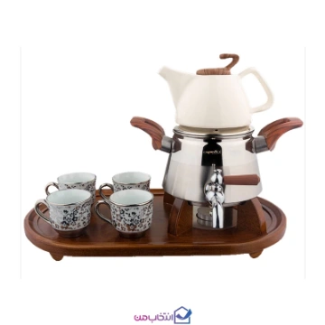کتری قوری کروپ ست مدل چیکو دسته طرح چوب 502