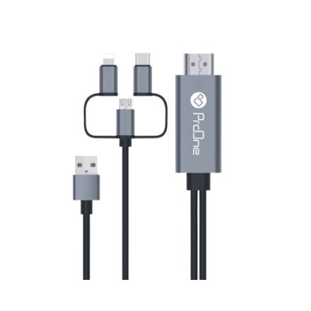 تصویر  کابل تبدیل HDMI به USB-C / MicroUSB / لایتنینگ پرووان مدل PCH70