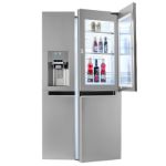 یخچال و فریزر ساید بای ساید دوو مدل DS-3640SS با در نیمه باز از نمای روبرو	