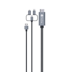 کابل تبدیل HDMI به USB-C / MicroUSB / لایتنینگ پرووان مدل PCH70 از روبرو	