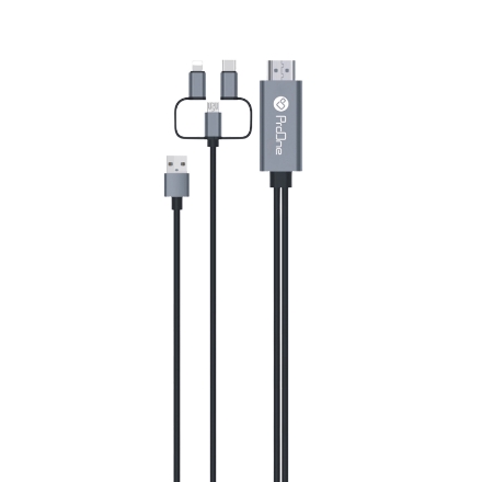 کابل تبدیل HDMI به USB-C / MicroUSB / لایتنینگ پرووان مدل PCH70 از روبرو	